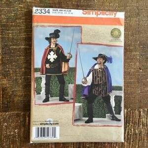 Simplicity Sewing Pattern 2334 Men’s Musketeer Tabard Shirt Cape XS S M UNCUT